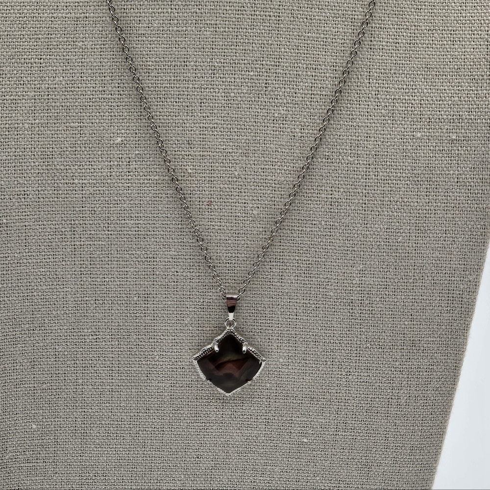 KENDRA SCOTT Davie Pendant Silver Tone Iridescent Dichroic Glass Bronze - Picture 3 of 7